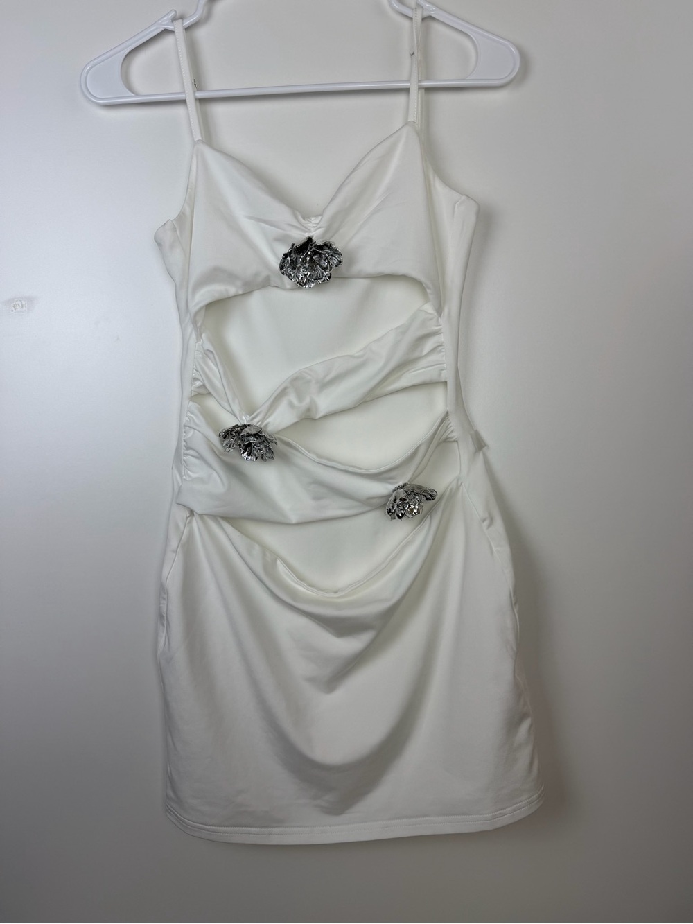 superdown White Cutout Mini Dress with Crystal Floral Accents - Picture 5 of 9